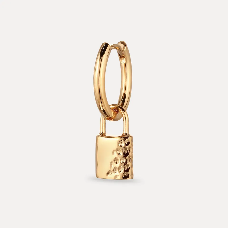 Stilnest Padlock Creolen Ohrringe 24k Gold Vermeil Schloss