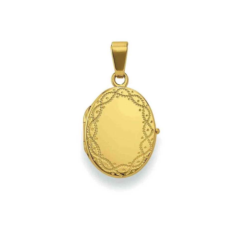 Eugen Rühle Anhänger Medaillon oval graviert 13x18mm 750 Gold