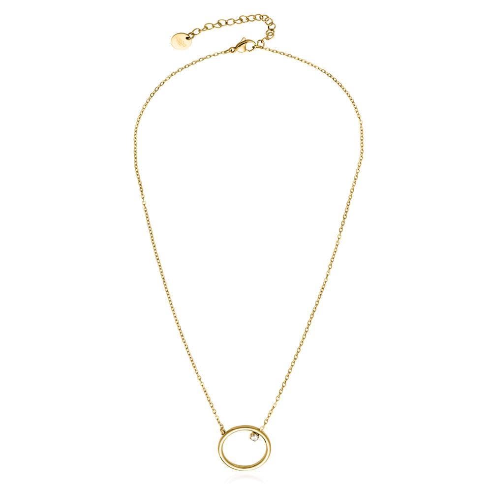 JEWLIX Kreiskette Halskette Edelstahl Gold mit Zirkonia