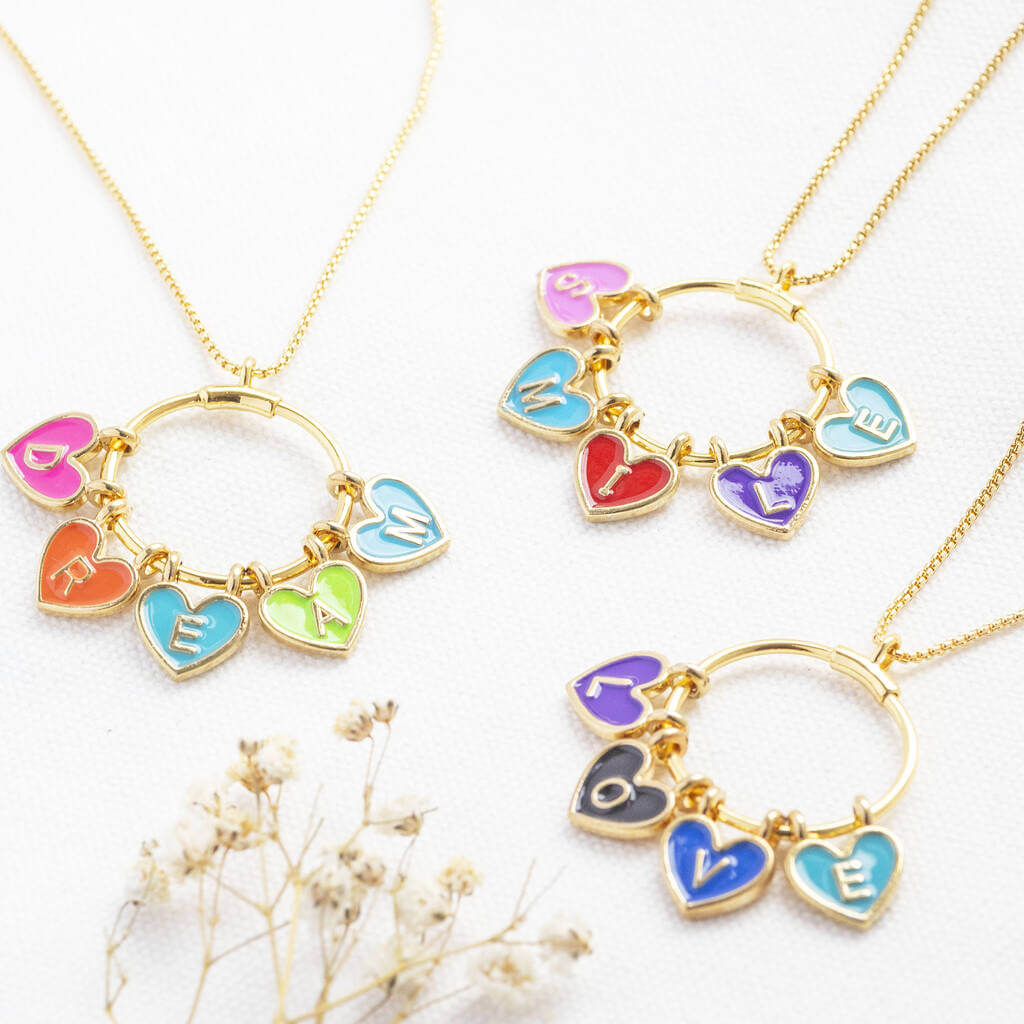 Joy by Corrine Smith Enamel Heart Halskette Gold Emaille