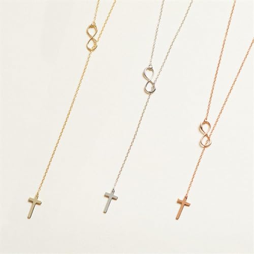 JEWLIX Ketten mit Anhänger Y-Kette Kreuz Infinity Roségold