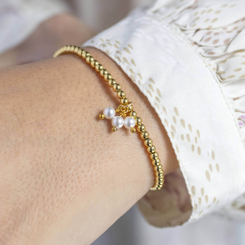 Joy by Corrine Smith 30th Birthday Perlenarmband Gold dehnbar