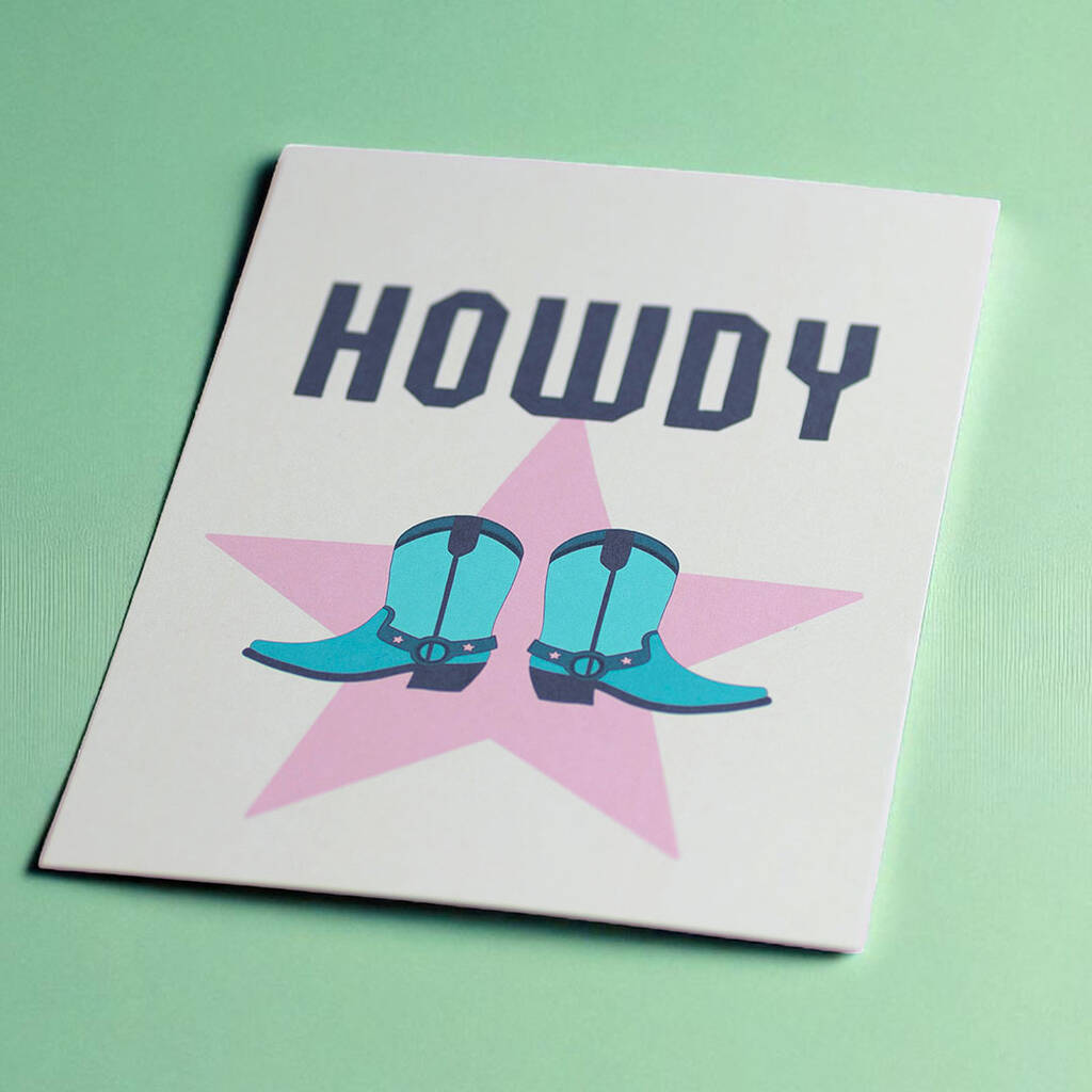 JOY by Corrine Smith Howdy Cowboy Boots A5 Wandbild