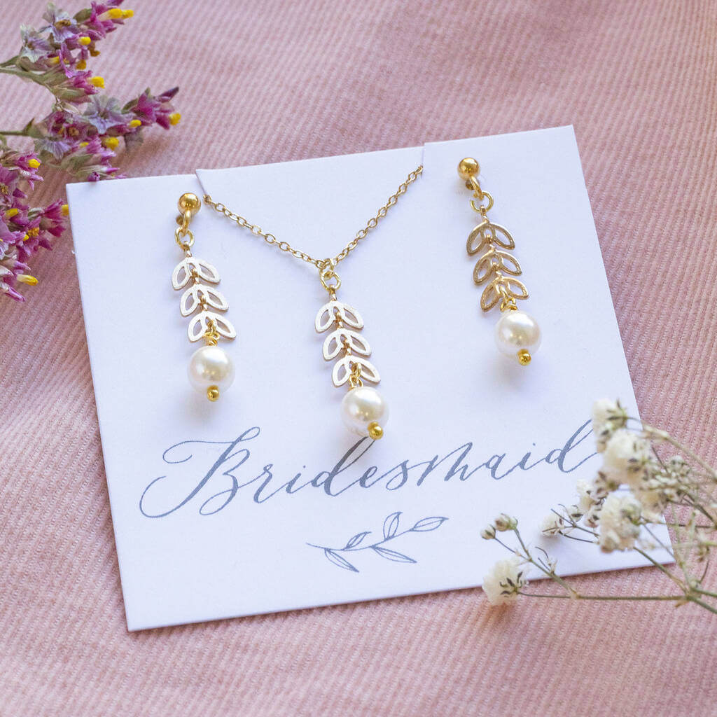 Joy by Corrine Smith Pearl Leaf Schmuckset Gold Perle
