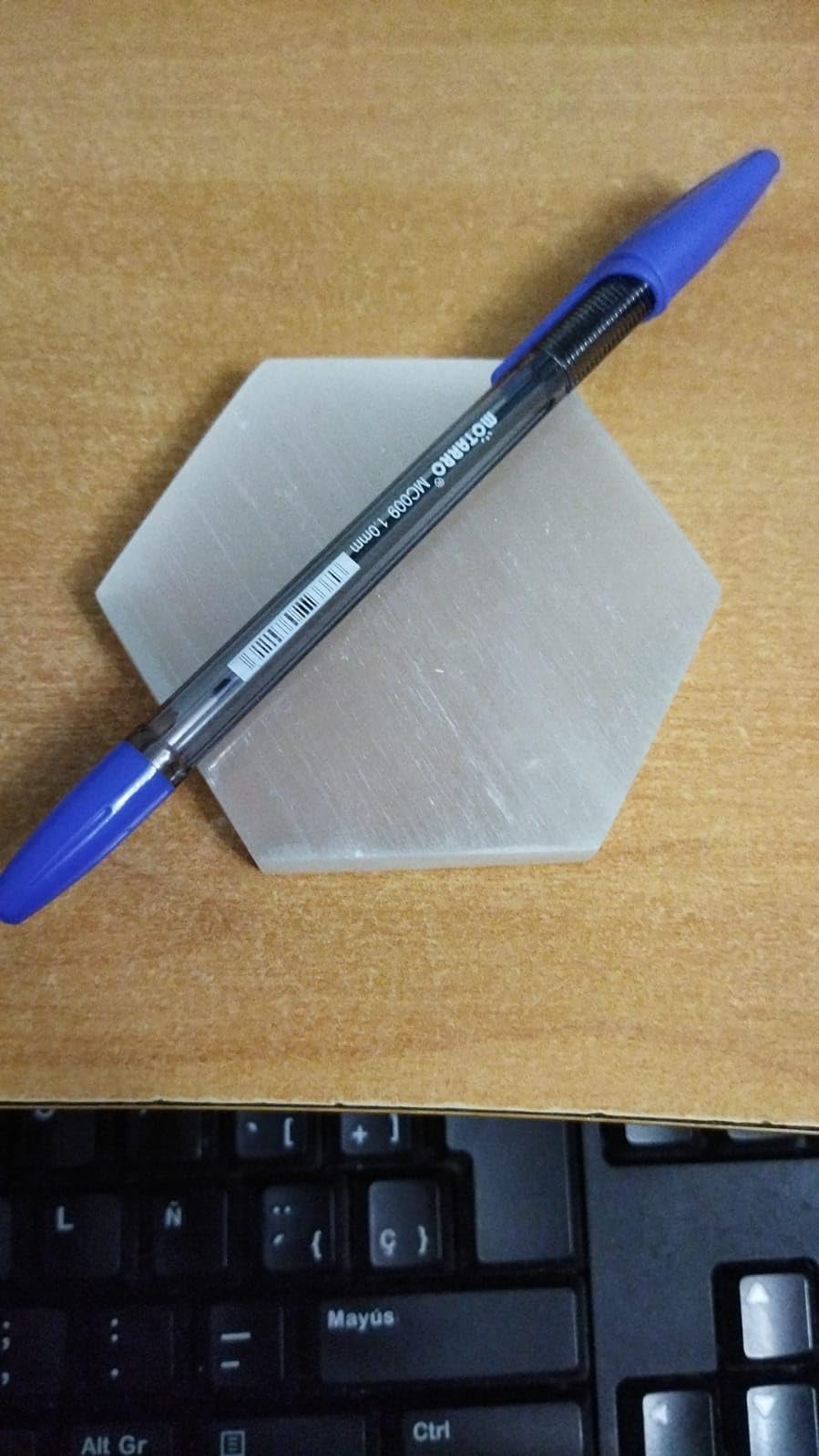 NKlaus Selenit Ladeplatte Sechseck 7-8cm Satin weiß