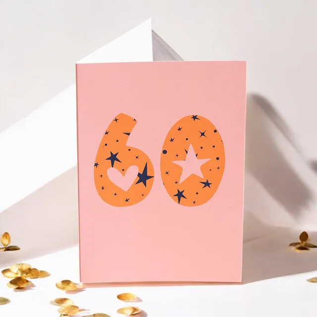 Joy by Corrine Smith 60th Birthday Karte Pink Orange A6