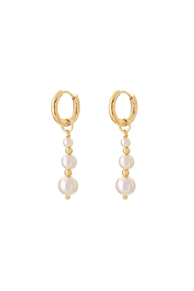 Joy by Corrine Smith Triple Pearl Ohrringe Gold Perlen 2,5cm
