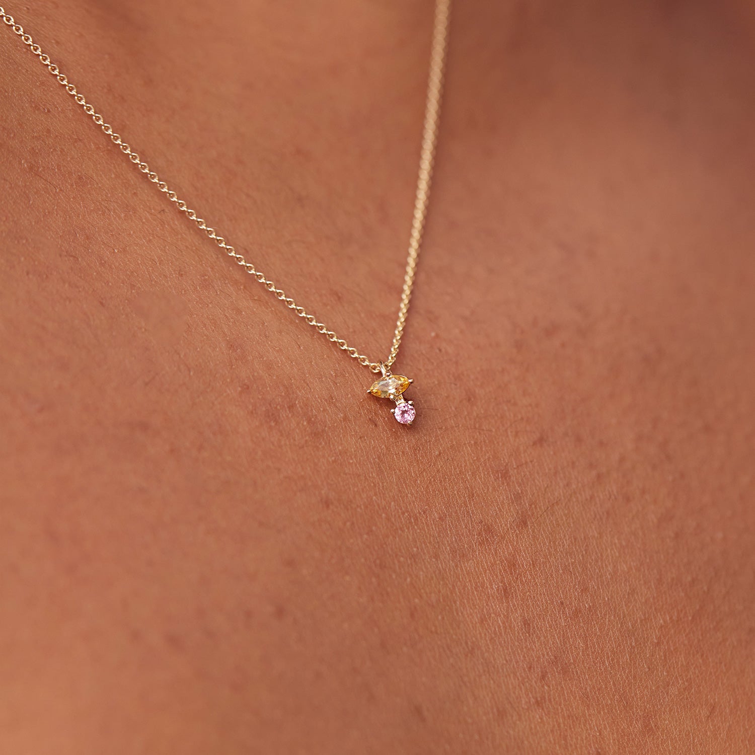 Stilnest Pendants Joy Anhänger Citrin Rosa Turmalin 585 Gold