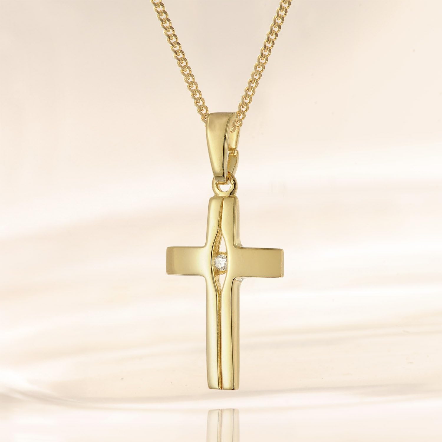 trendor 28452 Kreuz Halskette Silber vergoldet 40 cm