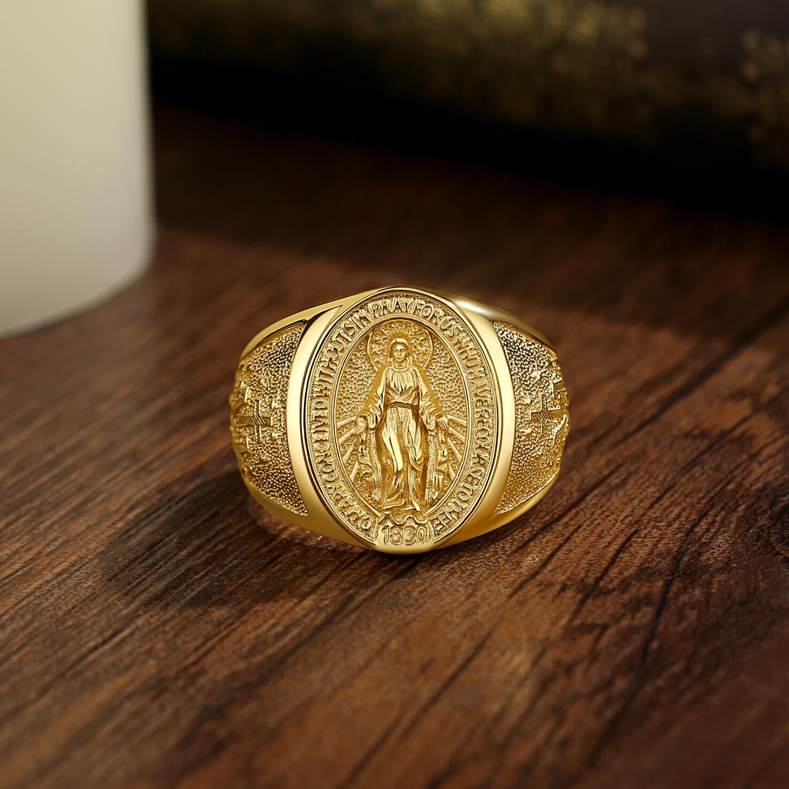 Eudora Harmony Bola Jungfrau Maria Ring Silber 18K vergoldet verstellbar