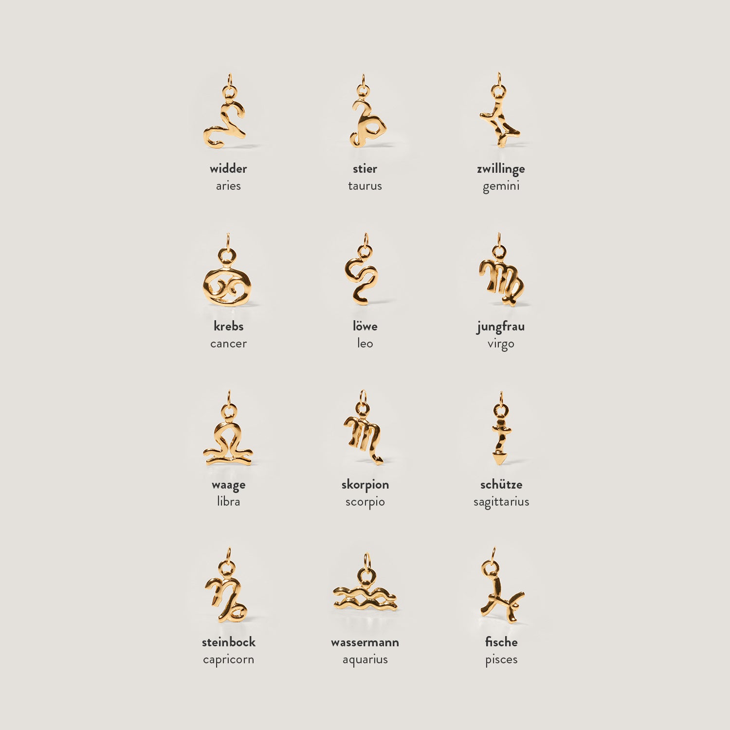 Stilnest Zodiac Charm Anhänger Widder Gold Vermeil Kette