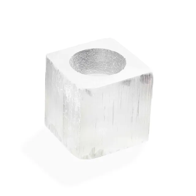 NKlaus Healing Crystals Selenit Würfel Kerzenhalter 6x6cm 1 Stück