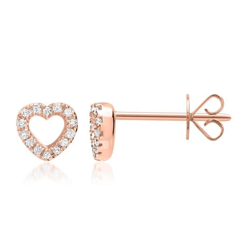 JEWLIX DE0103-14KR Ohrstecker Herz Roségold 0,10ct