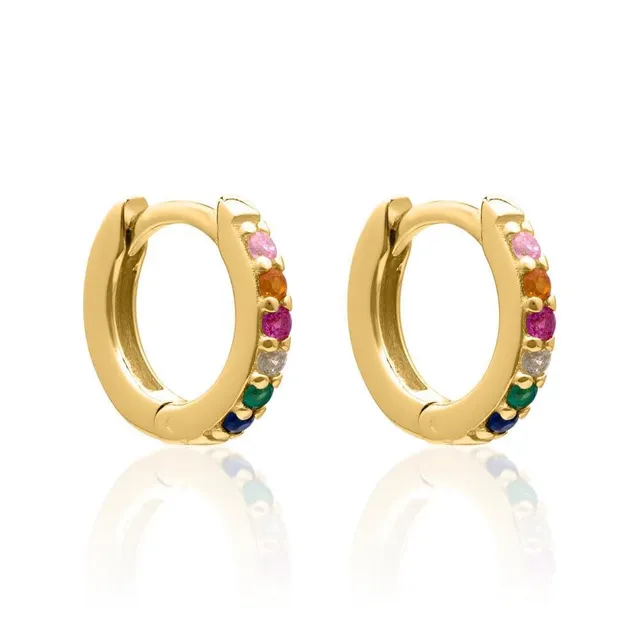 JEWLIX Creolen 925 Silber Gold Zirkonia bunt