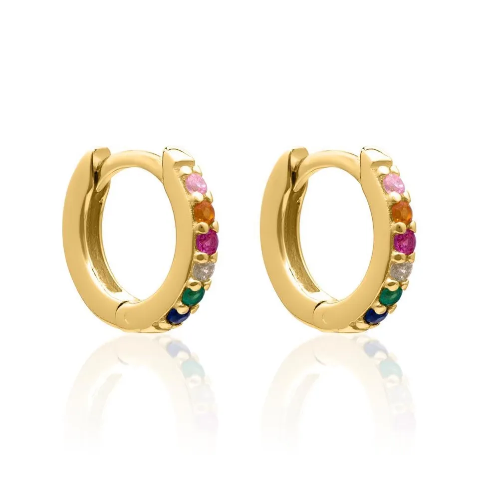 JEWLIX Creolen 925 Silber Gold Zirkonia bunt