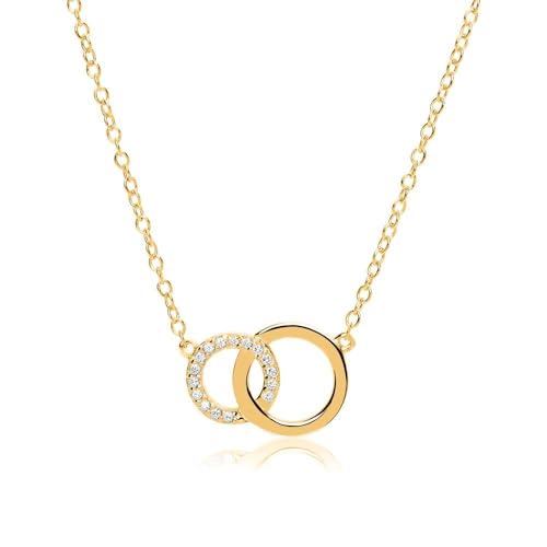 JEWLIX Ketten mit Anhänger Kreise Halskette Gold Zirkonia