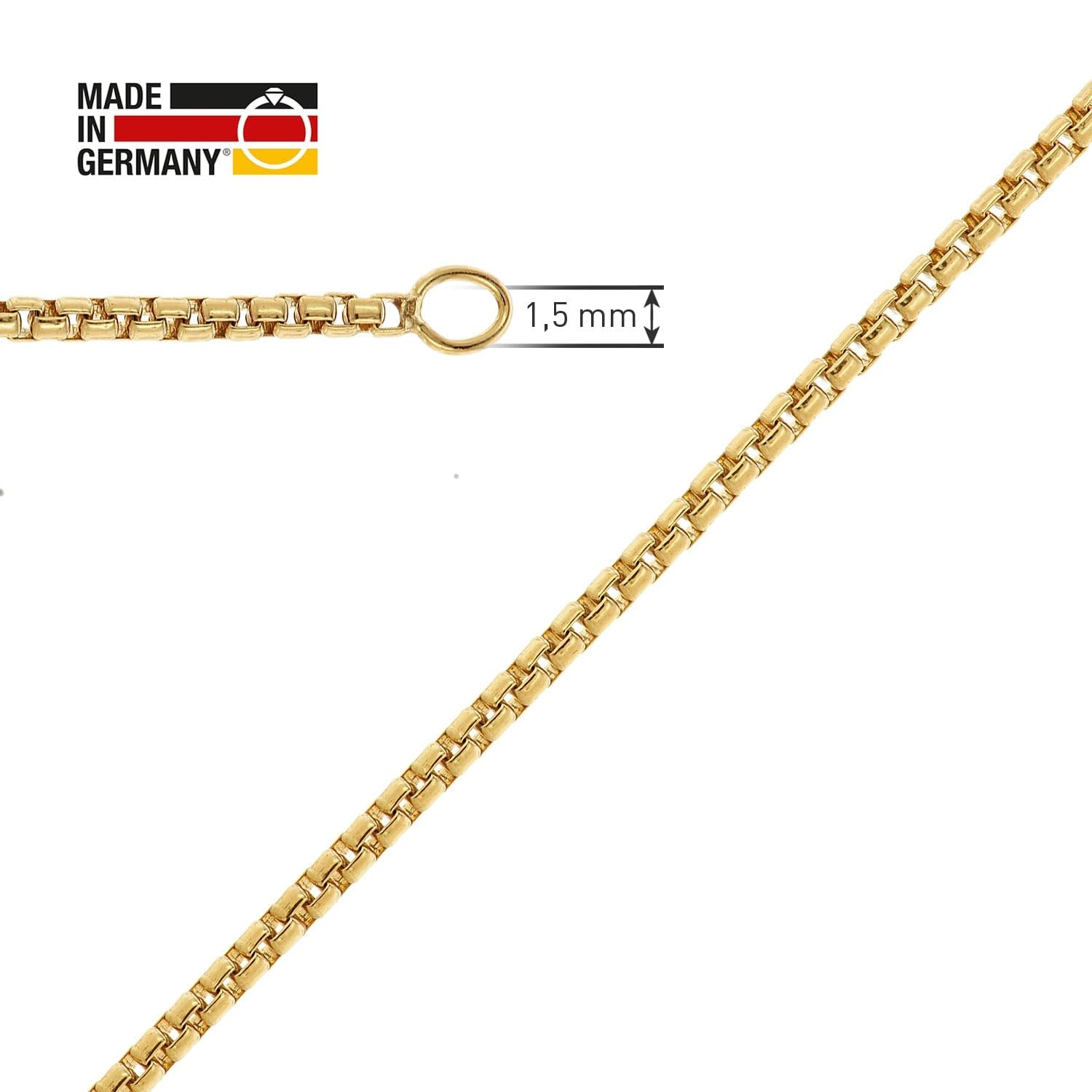 trendor Veneziakette Halskette Silber 45 cm vergoldet 1,5 mm