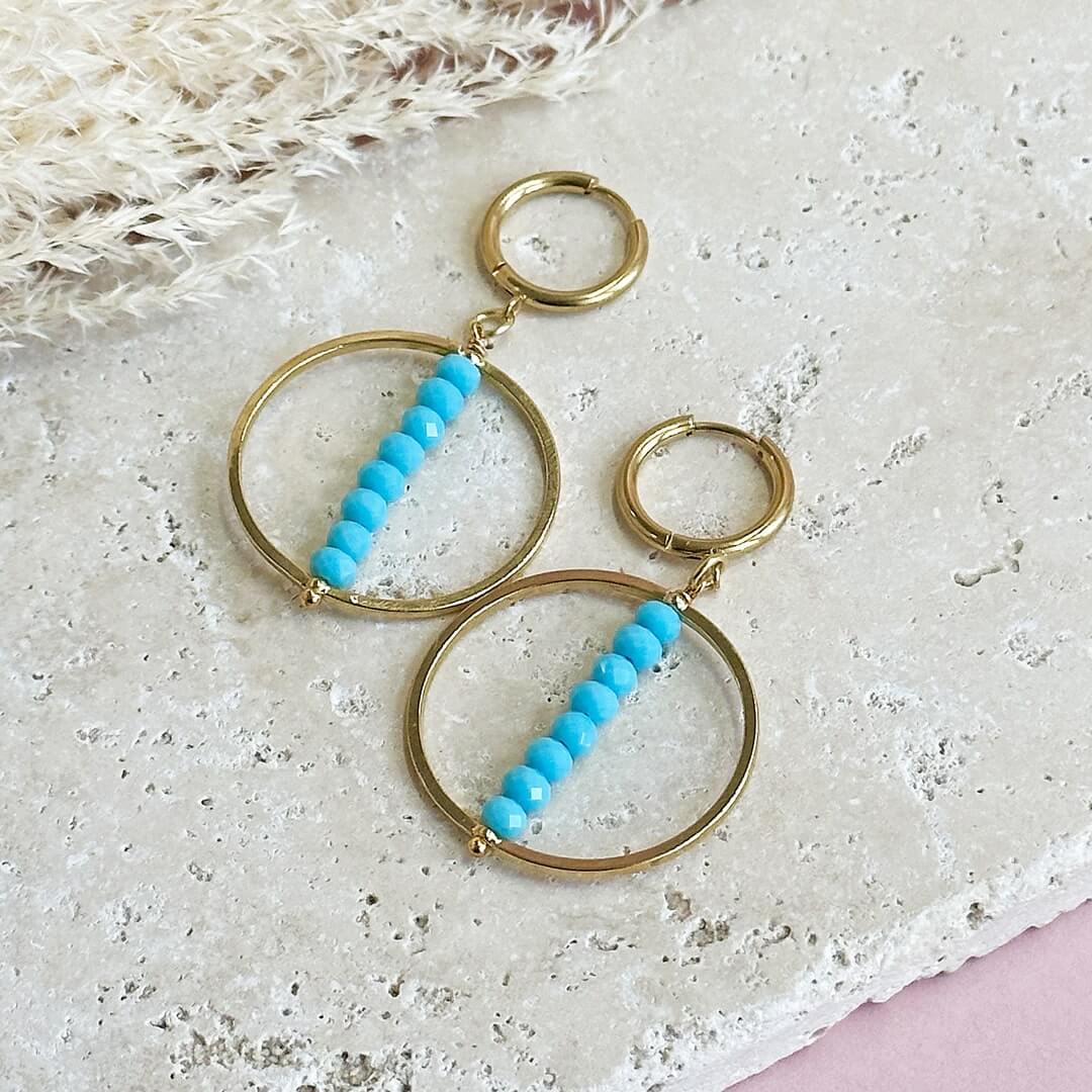 Joy by Corrine Smith Turquoise Beaded Stack Ohrringe Gold 3 cm