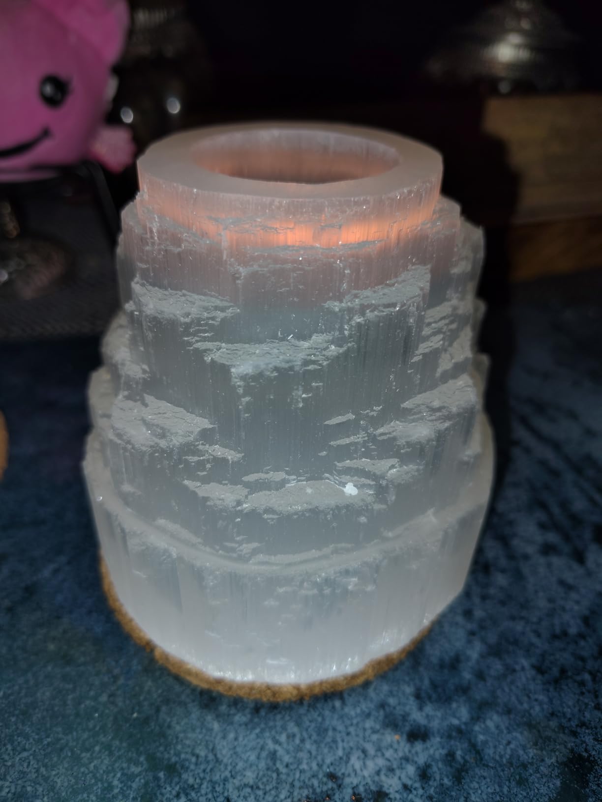 NKlaus Healing Crystals Selenit Turm Teelichthalter 10 cm