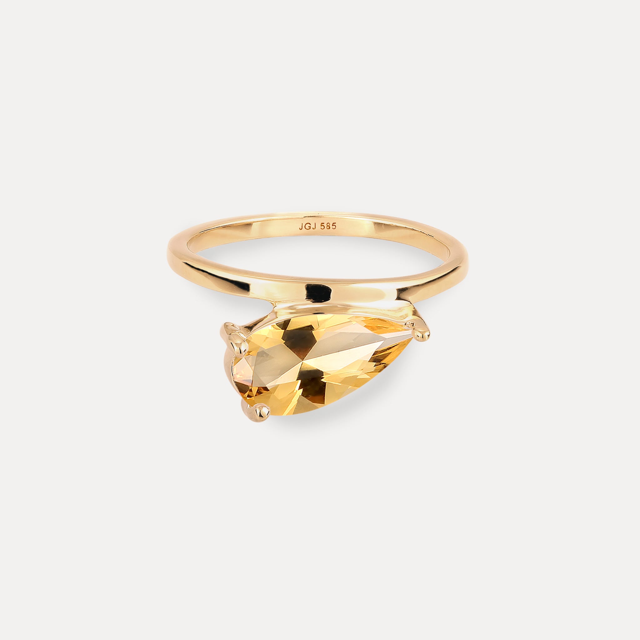 Stilnest Citrin Balance Drop Ring 585 Gold Gelb