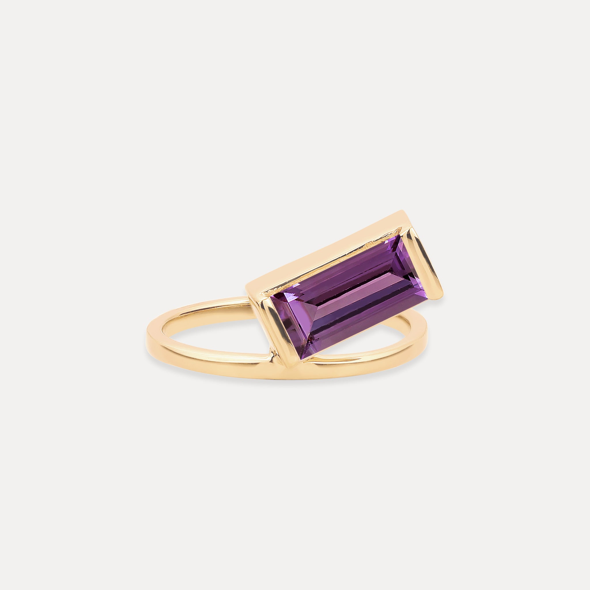 Stilnest Balance Baguette Ring Amethyst 585 Gold Gr 54 violett