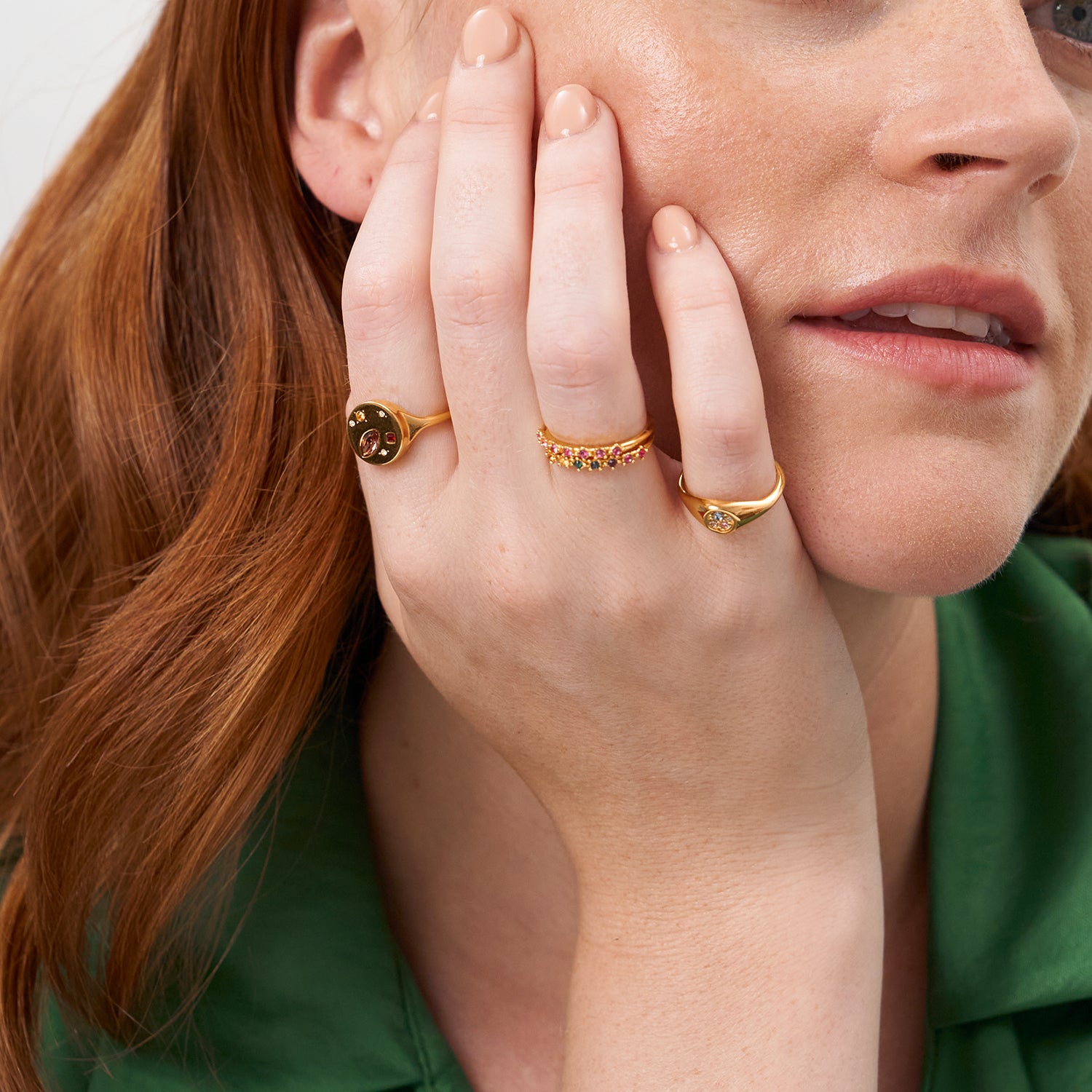 Stilnest Rainbow Delight Ring Edelsteinring Gold Vermeil 52