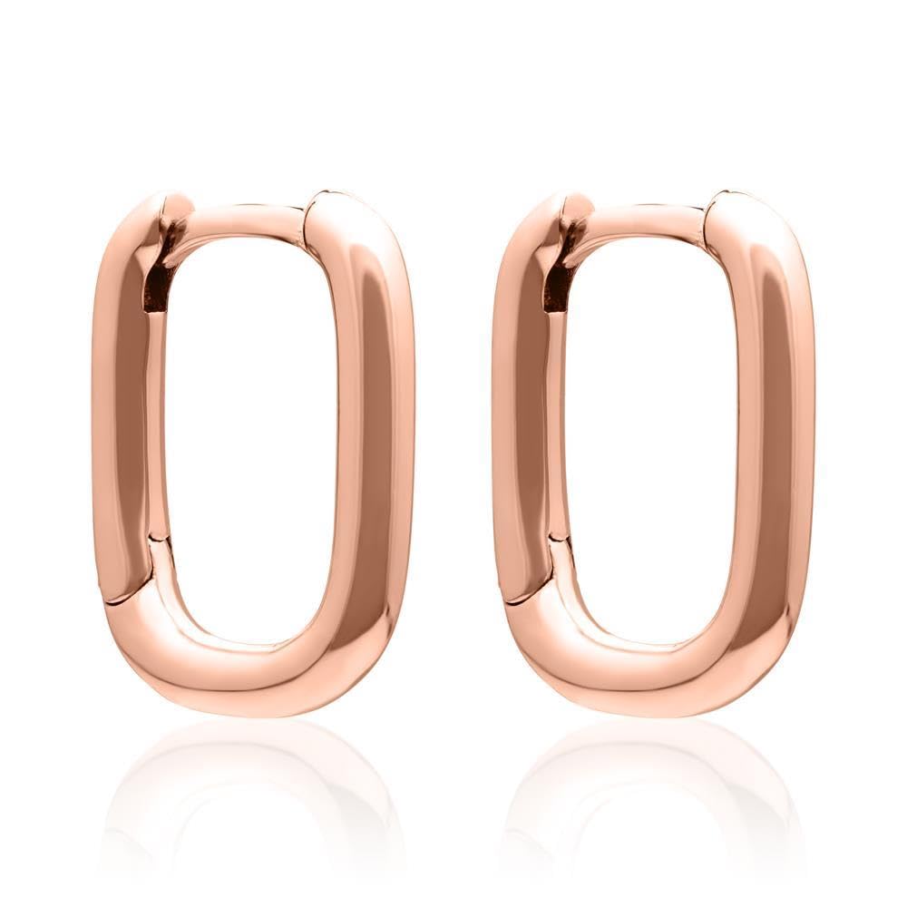 JEWLIX Ohrstecker Creolen Eckig 925 Silber Rosé Paar