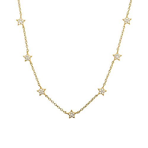 JEWLIX Sterne Kette 925er Silber Zirkonia Gold