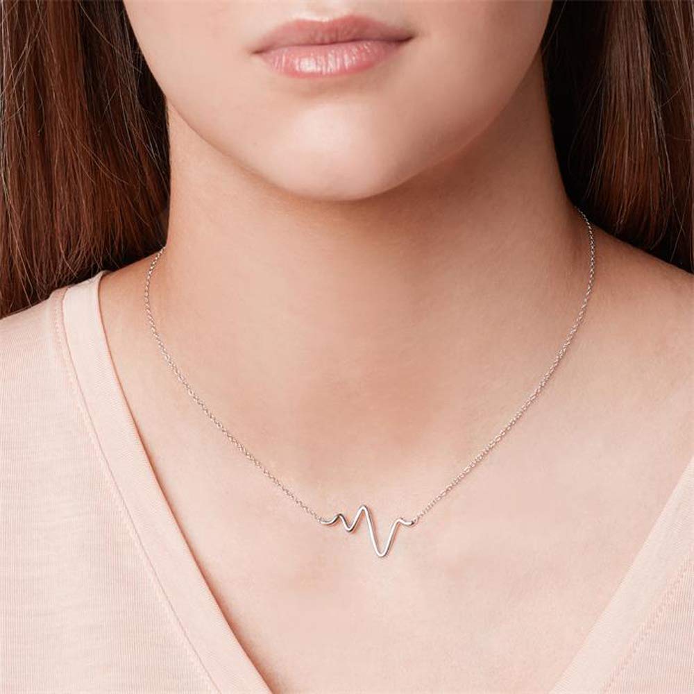 JEWLIX Heartbeat Kette 925er Silber Anhänger gezackt