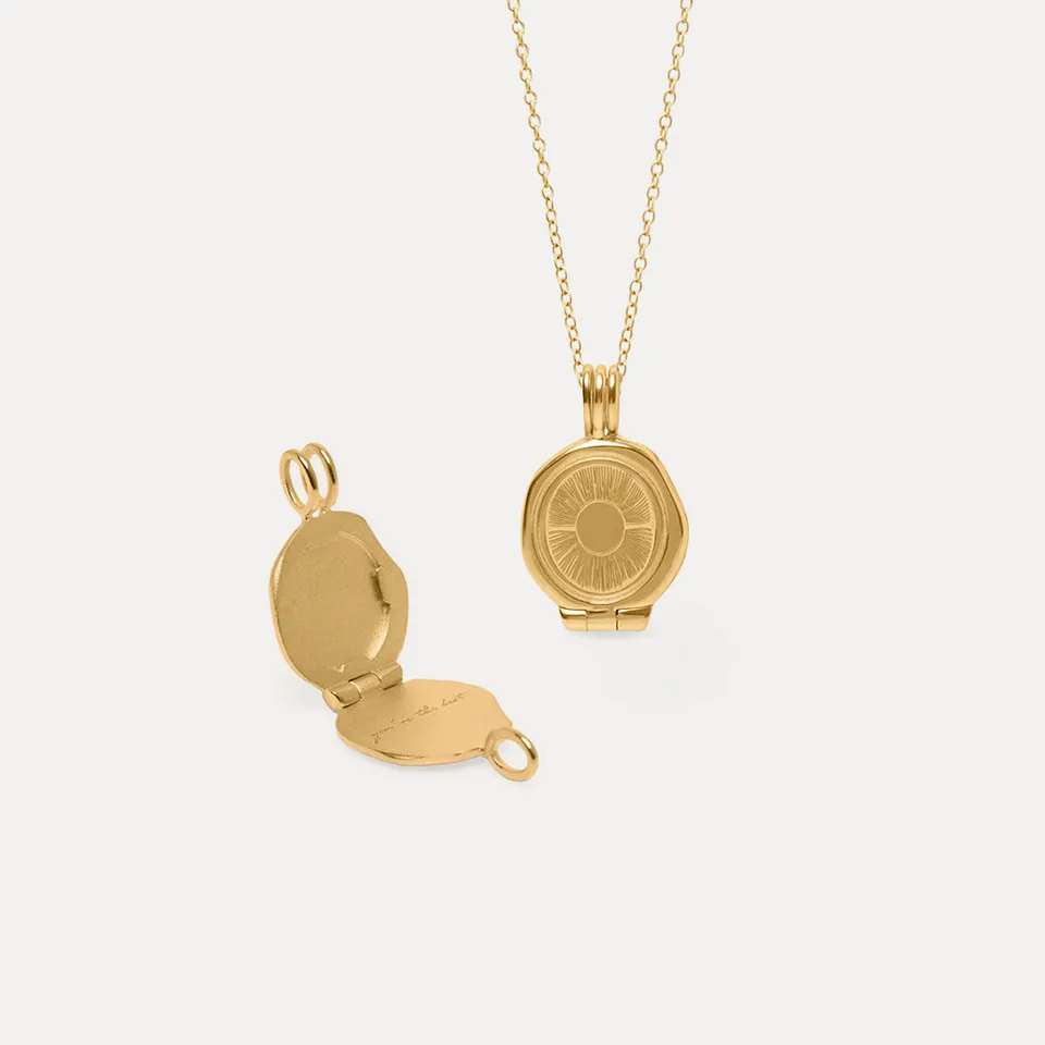 Stilnest Sun Seal Medaillon Kette Gold Vermeil 45cm