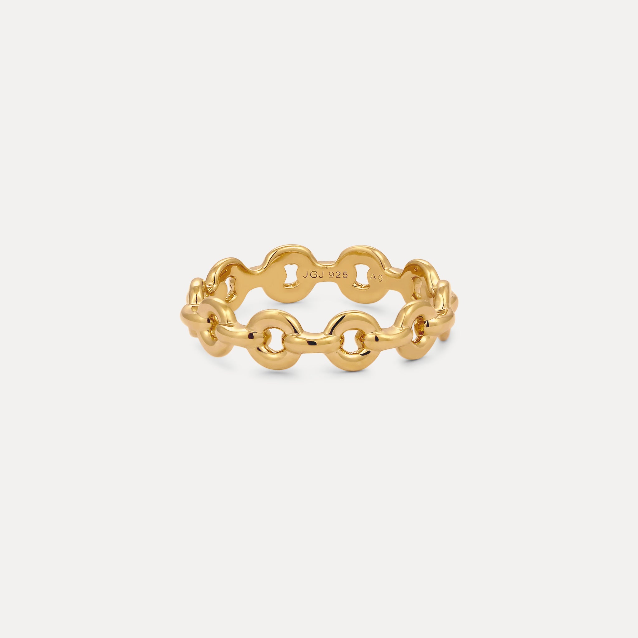 Stilnest Bold Chain Ring 24k Gold Vermeil Größe 52