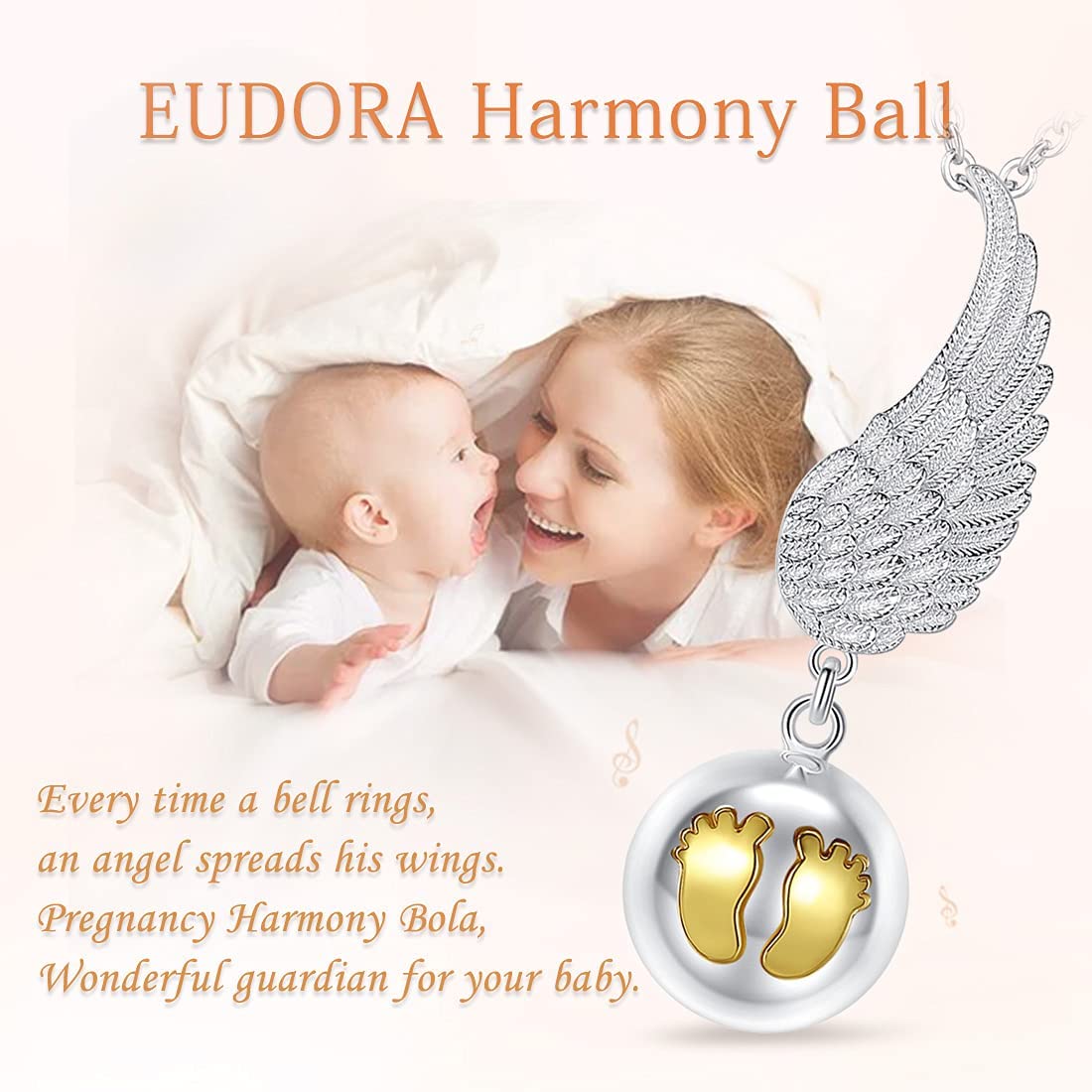 Eudora Harmony Bola Klangkugel Fußabdruck Kette 114+76 cm