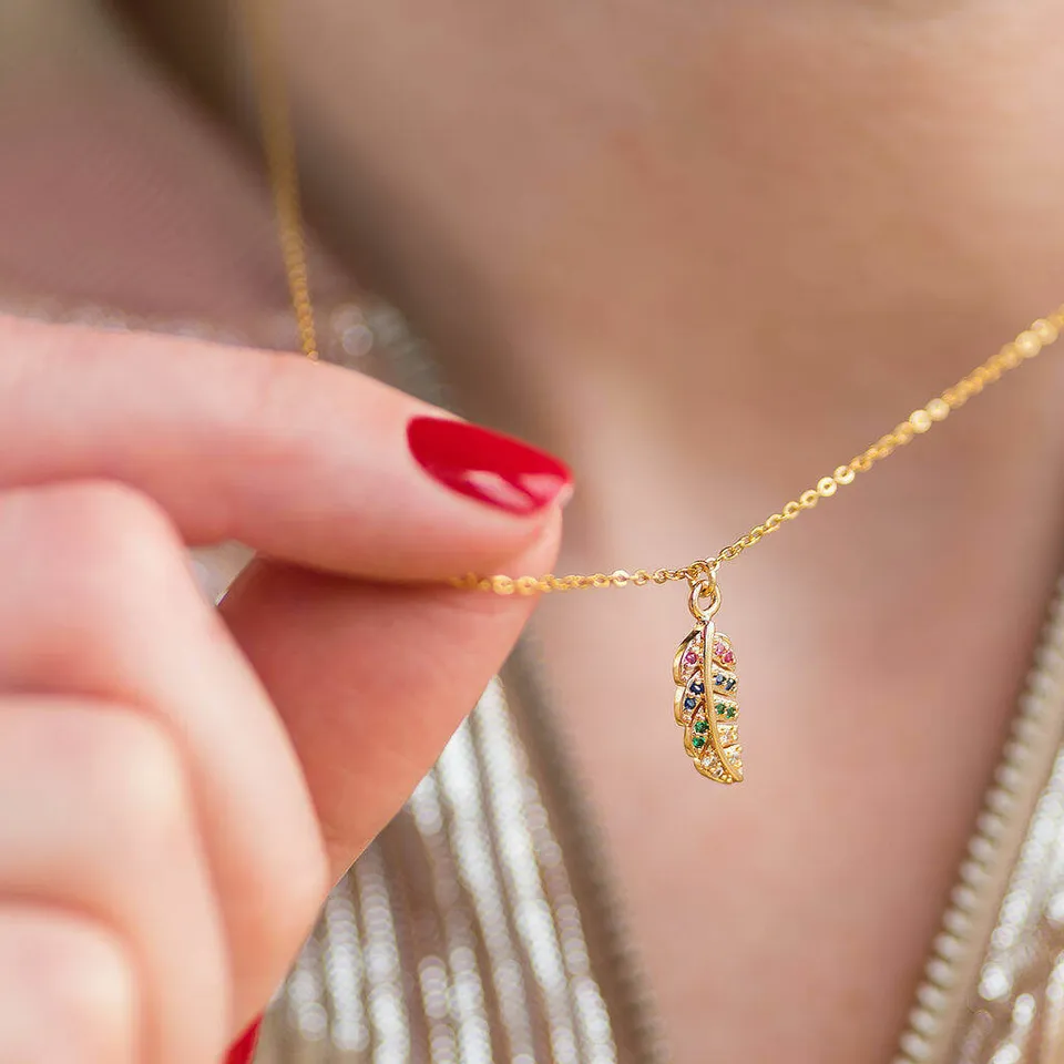Joy by Corrine Smith Feder Halskette Gold bunt Zirkonia