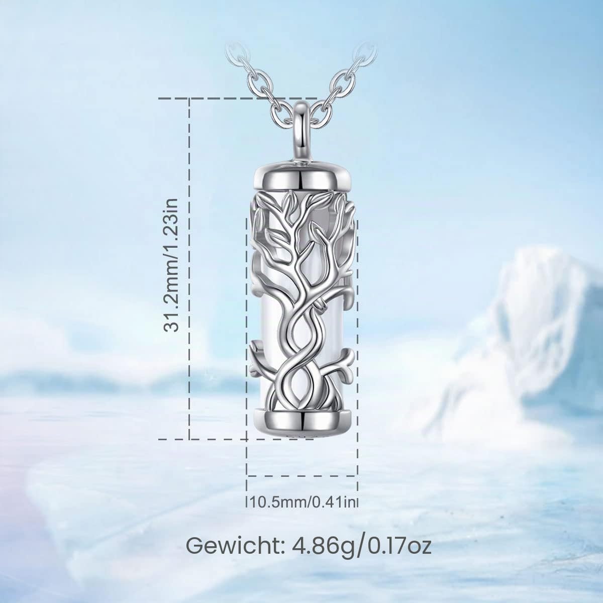 Eudora Harmony D1 Lebensbaum Urnenkette Silber 50cm Andenken