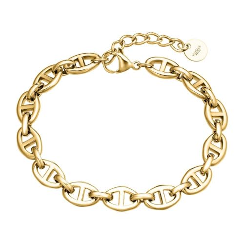 JEWLIX ID-Armbänder Anker-Armband Damen Edelstahl Gold