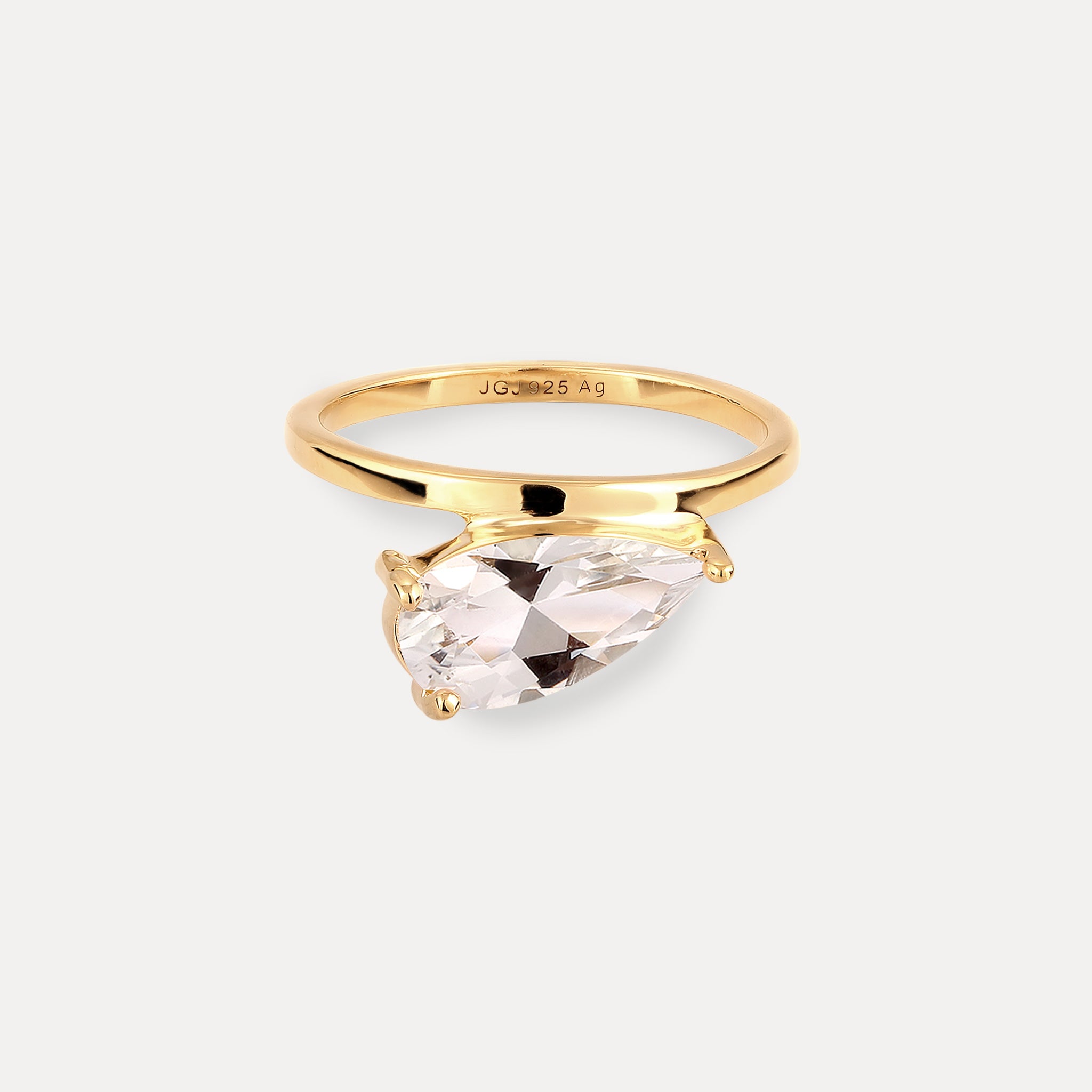 Stilnest Beryll Balance Drop Ring Edelsteinring Gold Vermeil