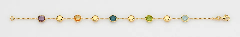 Eugen Rühle Armband mit Farbsteinen Goldlinsen 585 Gelbgold