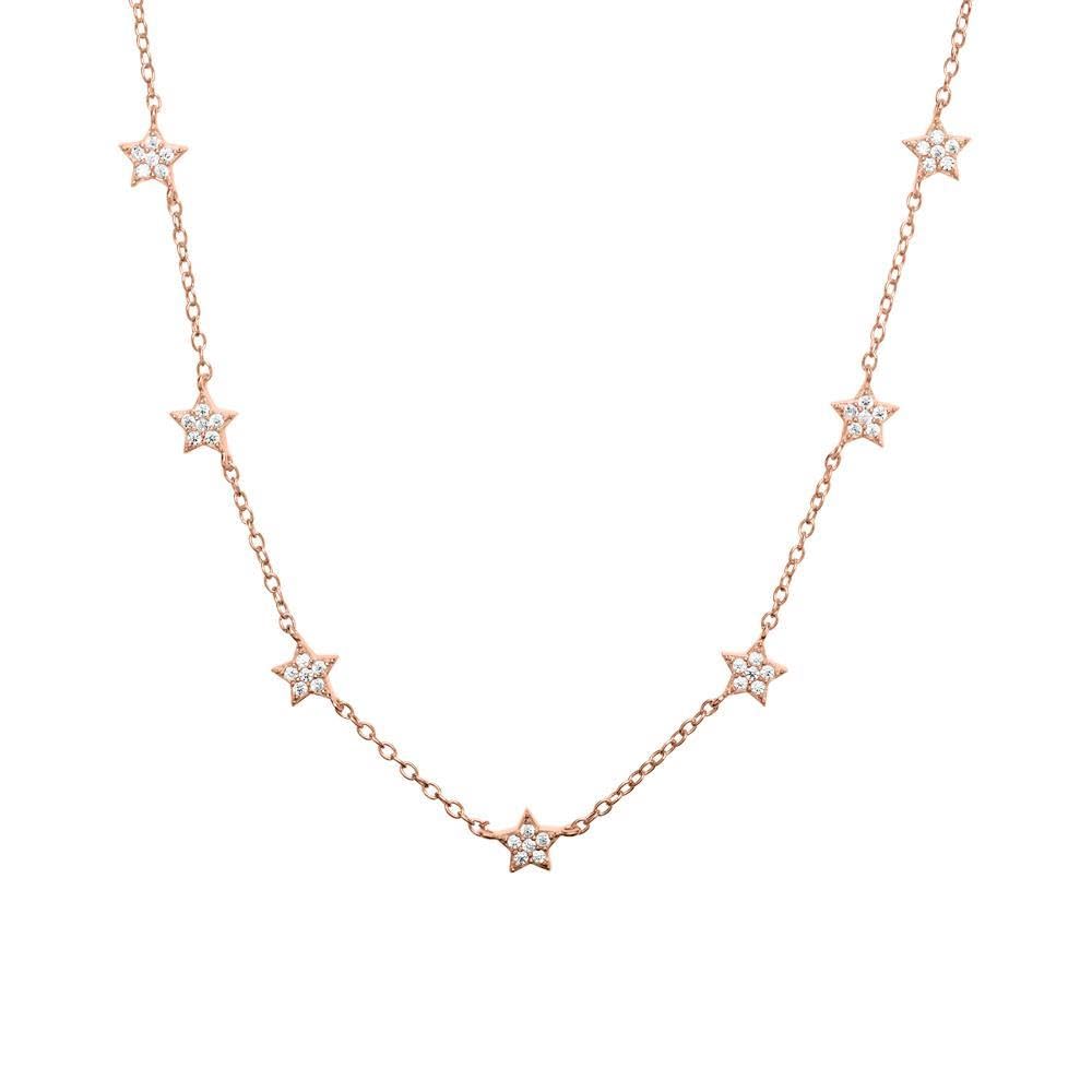 JEWLIX Ketten mit Anhänger Sterne Halskette Roségold Zirkonia
