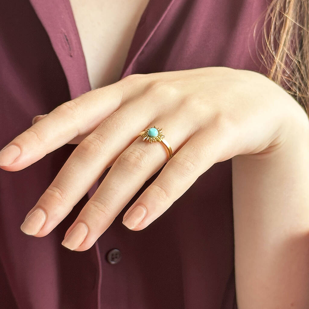 Joy by Corrine Smith Sun Ring Türkis Edelstein Gold verstellbar