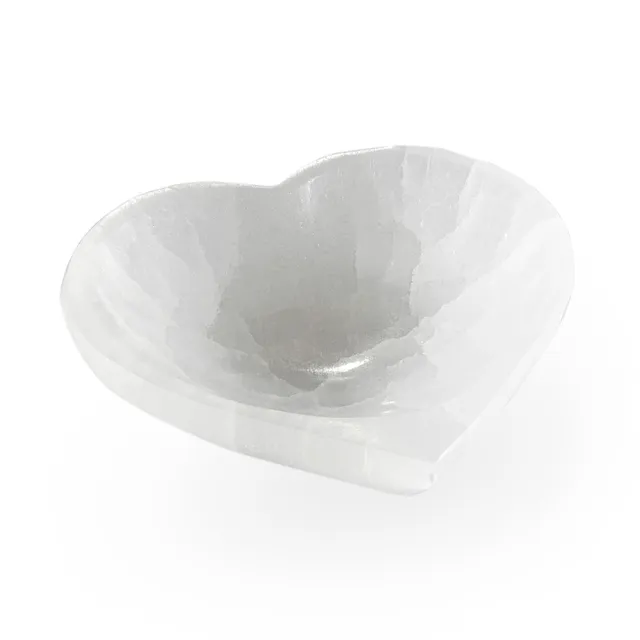 NKlaus Selenit Herzschale 10x11 cm Schmuckschale weiß