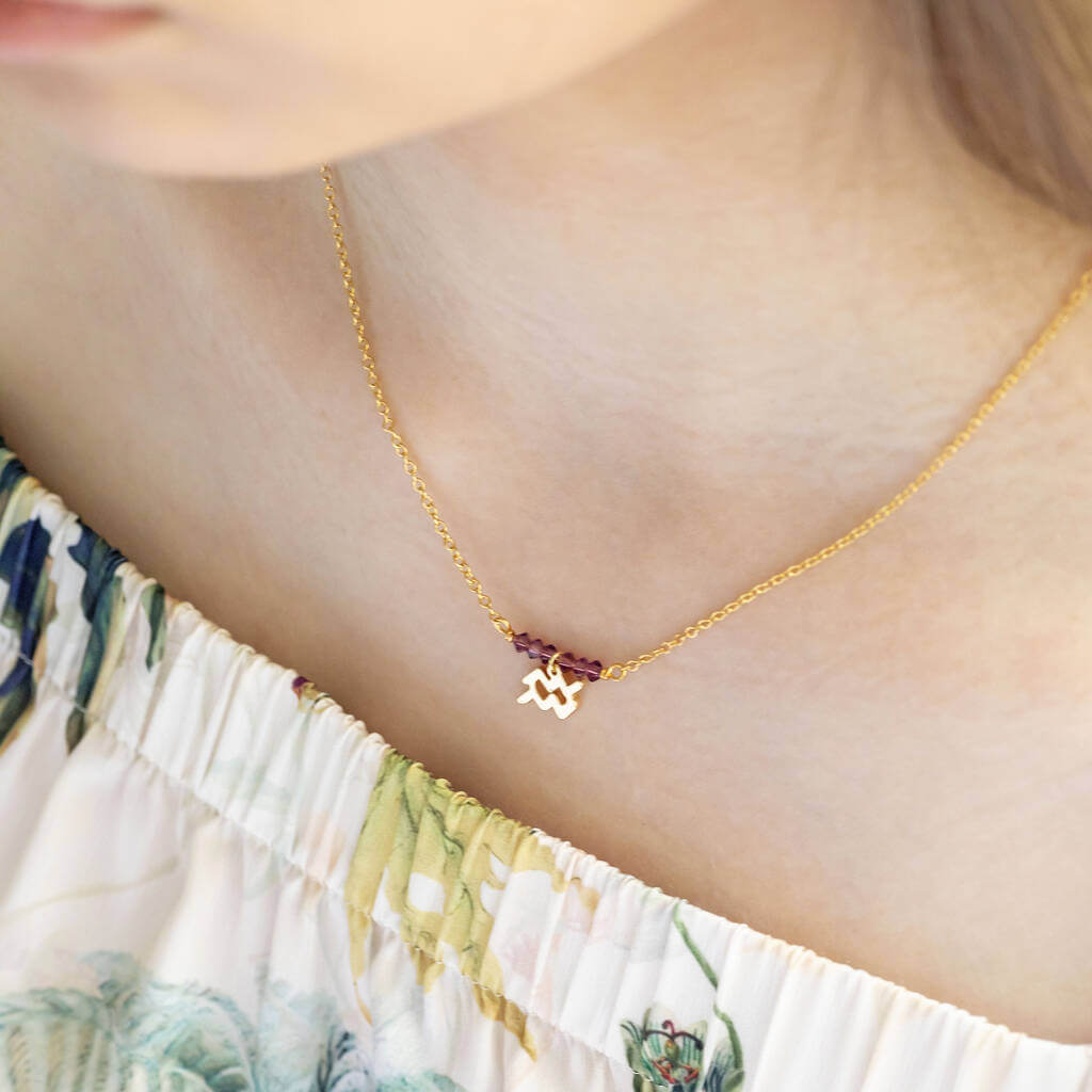 Joy by Corrine Smith Birthstone Bar Halskette Zodiac Gold