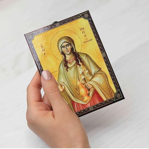 NKlaus Religious Icons Maria Magdalena Ikone Holz 9,7x13,5cm