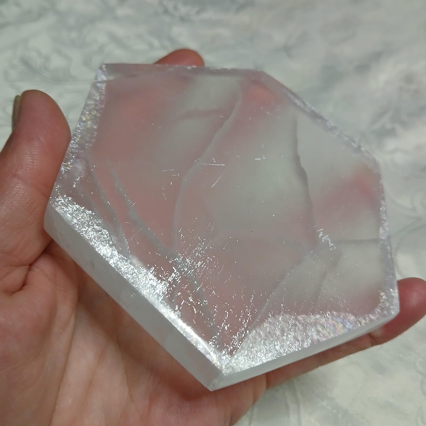 NKlaus Healing Crystals Selenit Hexagon Platte 12x10,5cm Heilstein