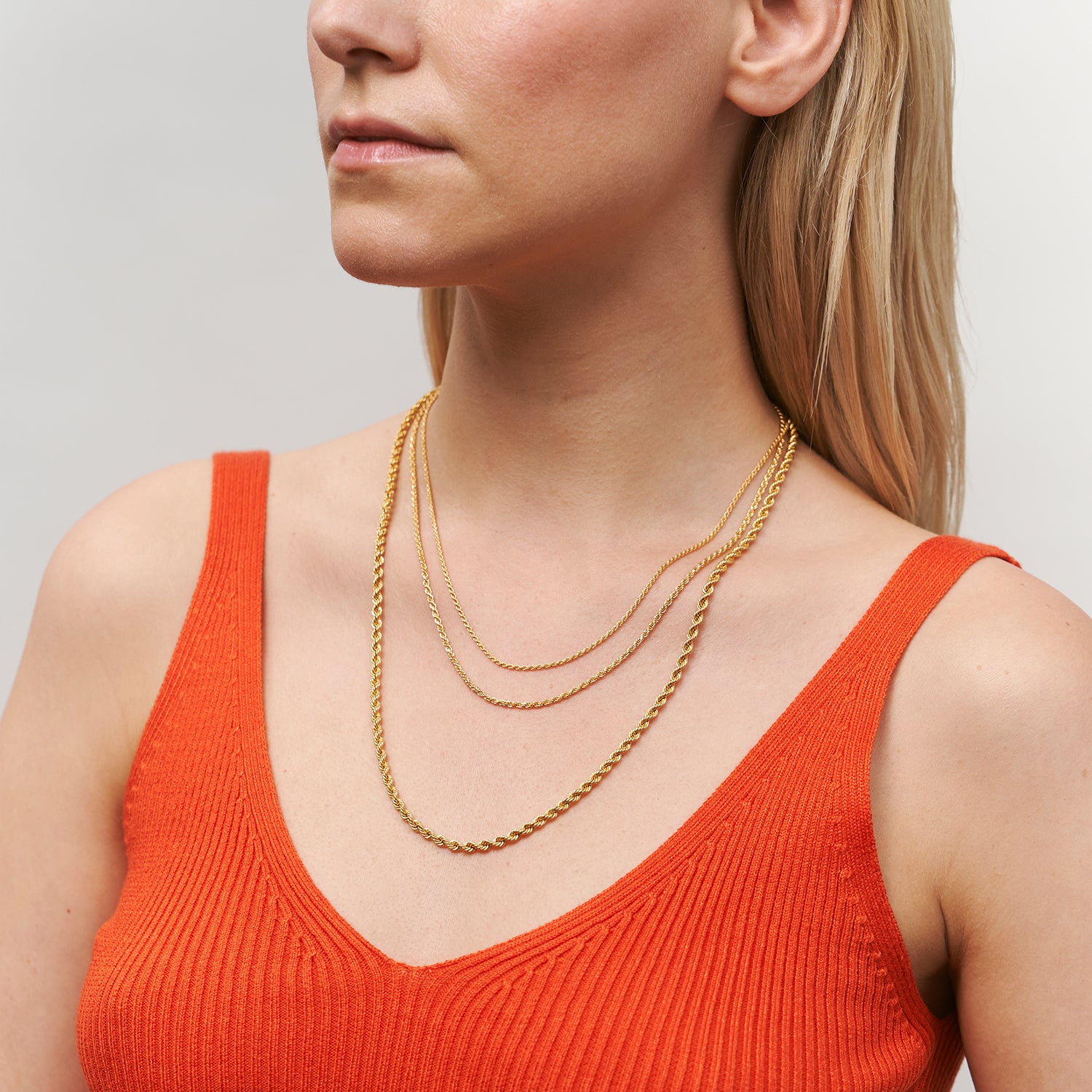 Stilnest Kordelkette 3,2 mm Gold Vermeil Silber 45 cm