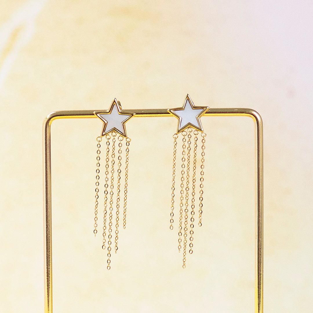 Joy by Corrine Smith Star Chain Ohrringe Gold mit Perlmutt